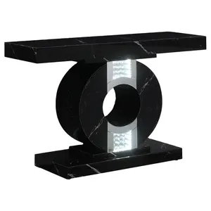 High Quality MDF Glass Marble Pattern Console Table With LED Lights For Home Decor