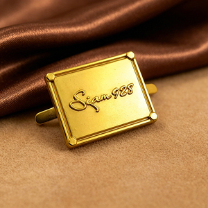 Rectangle Metal Clothing Label Stitch Plating Garment Use <b>Gold</b> Silver Tone - Product Image 4