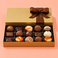 Elegante y Lujosa Caja de Regalo Dorada para Chocolates con Cinta, Caja de Embalaje de Papel de Lujo para Dulces y Regalos
