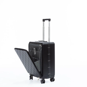 Benutzer definiertes Logo 20-Zoll-Luxuskoffer mit strap azier fähigem Edelstahl-PC-Aluminium rahmen Spinner <span class=keywords><strong>Caster</strong></span> Silent Wheels mit Front öffnung - Product Image 3