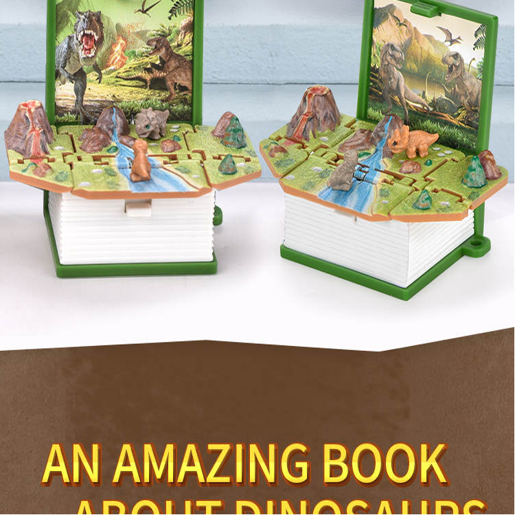 Promotion Gift 3D Folding Pop Up Book Novelty Plastic  Keychain  Mini Dinosaur Toy For Kids