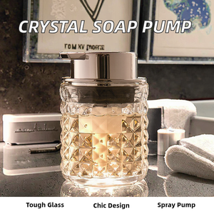 호텔 및 가정 욕실 장식을위한 새로운 스타일 평면 크리스탈 유리 액체 비누 디스펜서 손 소독제 병 - Product Image 2
