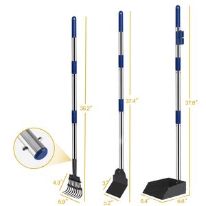 Orta ve Küçük Boy Köpekler İçin Çevre Dostu Lüks Uzun Saplı Taşınabilir Köpek Dışkısı Toplayıcı, Paslanmaz Çelik Tepsi ve Tırmık Seti - Product Image 6