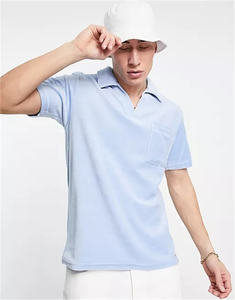 Camiseta de <span class=keywords><strong>toalla</strong></span> para hombre, camisa de manga corta con cuello en V con logotipo personalizado, <span class=keywords><strong>Polo</strong></span> de <span class=keywords><strong>toalla</strong></span> de <span class=keywords><strong>playa</strong></span> de rizo, venta al por mayor, 2022 - Product Image 1