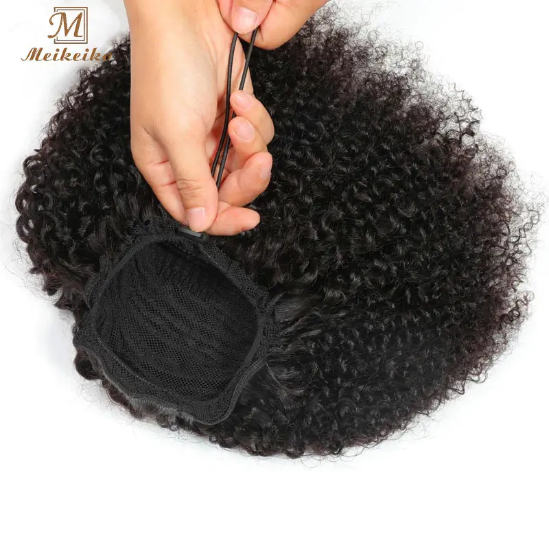 Drawstring Afro Kinky Curly Ponytail Hair Indian Hair Extensions Pony Tail for Women Black Brown Clip in Ponytail Hair