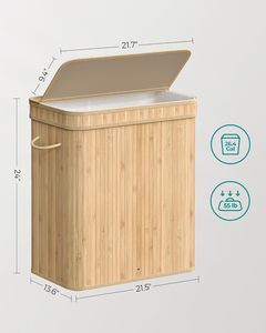 Detachable Custom Collapsible Canvas Dirty Clothes <b>Storage</b> Bamboo <b>Laundry</b> Hamper Basket With Lid - Product Image 6