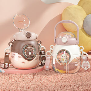 ถ้วยน้ำพลาสติกสำหรับเด็กถ้วยท้องใบใหญ่ลายการ์ตูนงารูปสัตว์ขวดพกพาแบบป๊อปอัพคลิกเดียว - Product Image 5