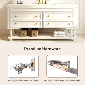 Meuble-lavabo élégant français à vasque unique 36-92 pouces personnalisable, avec comptoir et vasque en pierre intégrés, meuble-lavabo autoportant - Product Image 4