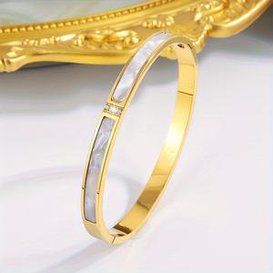 All'ingrosso 18K oro placcato diamante zirconio in acciaio inox bracciale gioielli di moda per le donne regalo - Product Image 6
