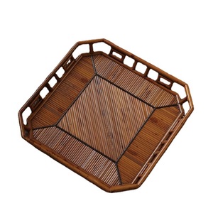 A traditional Chinese tea set: Xiangfei bamboo-patterned tray, <b>teacup</b> tray, serving tray, stand, and scholar's desk ornament. - Product Image 5