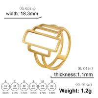 Geometrischer Rechteckiger Edelstahl Goldring Minimalistischer Paarschmuck für Männer Frauen 18K Vergoldet Neujahrsparty Geschenk