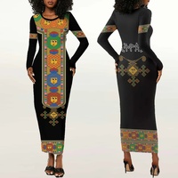 Vestido cultural etíope de manga larga al por mayor de fábrica, vestido Habesha, vestido Rasta para mujer