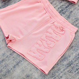 Set 2 pezzi da <span class=keywords><strong>donna</strong></span> primavera 2025 cotone francese spugna con cappuccio e pantaloncini da <span class=keywords><strong>donna</strong></span> Set di tuta toppa Logo ricamo Set da <span class=keywords><strong>donna</strong></span> - Product Image 2