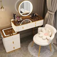 Table de maquillage LED de style industriel, coiffeuse intelligente avec cadre en bois et métal, OEM, prix bas