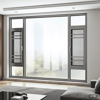 Fenêtres à battants modernes de luxe en alliage d'aluminium, double vitrage trempé, conception anti-ouragan, persiennes extérieures pour salle de bain