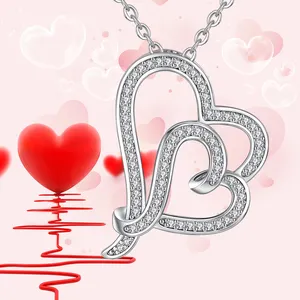 Merryshine original 925 gioielli in argento Sterling rosa Hip Hop Beads hollow heart charms geometry necklace