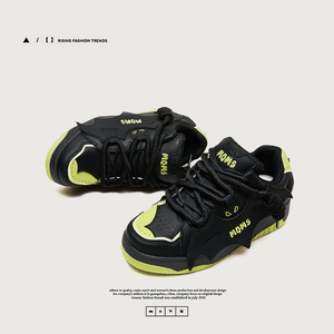 Scarpe stringate Guangzhou [<span class=keywords><strong>Black</strong></span> Warrior] Designer Tendenza Nazionale <span class=keywords><strong>Batman</strong></span> Bread Sneakers con suola spessa e rialzata da uomo unisex - Product Image 3