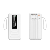 Batterie externe portable RK203 30000mAh 22.5W avec câbles intégrés, chargeur de batterie externe pour iPhone Android, compatible OEM