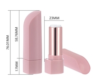 Tube de baume à lèvres magnétique en forme de pouce en ABS rose mat pour cosmétiques matériau d'emballage plat