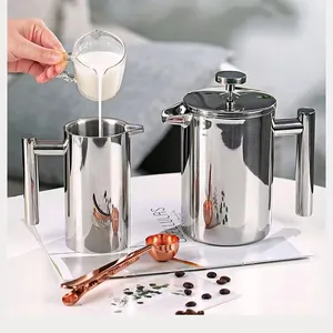 Personalizado 1000ml Mão Francês Imprensa Cafeteira Imprensa Chá Inoxidável Portátil Escritório Home Camping Grande Imprensa Francesa