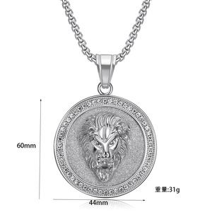 Colgante de Acero Inoxidable 2024 con Cabeza de León y Moissanita Helada, Chapado en Platino, Joyería Fina de Moda, Regalo para Hombre - Product Image 6