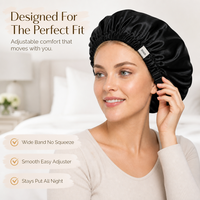 Bonnet en Soie de Mûrier 100% 22 Momme avec Sangle Élastique Réglable pour Femme – Soin Capillaire de Nuit Anti-Frisottis Respirant à Bande Large