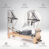 Repose-pieds réglable en bois d'érable 2-en-1 pour Pilates Reformer Trapeze Tower – Équipement de fitness pour le renforcement du tronc