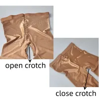 Collants classiques unis pour femme, à entrejambe ouvert, brillants effet huile, en nylon lisse, pour la danse de salon et les soirées en boîte de nuit, effet amincissant