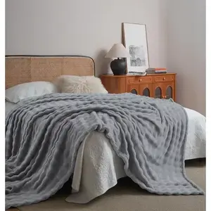 Couverture en fausse fourrure de qualité supérieure, taille King, unie, moderne, pour toutes les saisons, fabriquée à la machine - Product Image 5