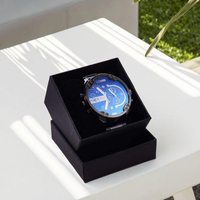 Boîte cadeau de luxe pour montre, petite, carrée, noire, en carton biodégradable, imperméable, avec doublure en éponge