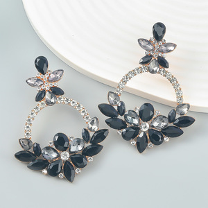 Kaimei 2022 orecchini moda gioielli strass orecchini fiore orecchini da donna esagerati con diamanti colorati placcati oro - Product Image 5