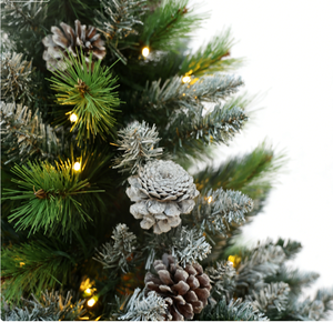 Árbol <span class=keywords><strong>de</strong></span> Navidad Artificial Realista <span class=keywords><strong>de</strong></span> Alta Calidad, Tipo Abeto Fraser, Base <span class=keywords><strong>de</strong></span> Tela Tejida, Piñas, Luces LED Blancas Cálidas para el Hogar - Product Image 2