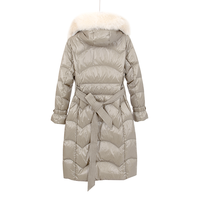 YAJIANUO Manteau d'hiver long et ajusté pour femme, style vintage, anti-plis, léger, avec fermeture éclair et capuche amovible en fourrure