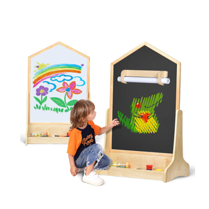 Pizarra Magnética <span class=keywords><strong>de</strong></span> Doble Cara <span class=keywords><strong>para</strong></span> Montar en <span class=keywords><strong>Pared</strong></span> con Diseño <span class=keywords><strong>de</strong></span> Casa, Soporte <span class=keywords><strong>de</strong></span> Almacenamiento Doble y Rodillo Desmontable - Product Image 1