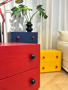 Colorful Modular Stackable <b>Chest</b> of Drawers, Mondrian Style <b>Storage</b> Cabinet with Round Knobs for Bedroom Living Room - Product Image 2