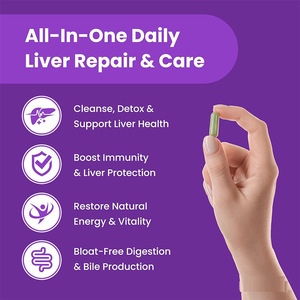 Capsules Détoxifiantes Hépatiques Marque Blanche – Supplément Naturel de Soutien Hépatique à Base de Vitamines et d'Extraits Liquides-Solides de Qualité Alimentaire en Bouteilles - Product Image 2