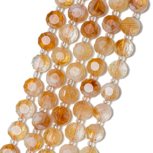 Tự Nhiên Citrine Đá Quý 8Mm Mặt Đồng Xu Đĩa Lỏng Hạt 16 Inch Cho Tự Làm Đồ Trang Sức Làm Hạt - Product Image 1