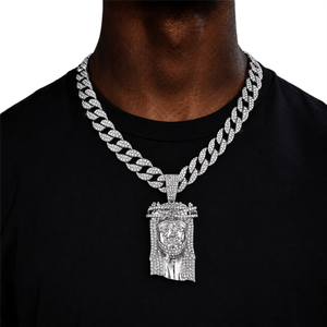 Collier pendentif Dije De Jesus en alliage de zinc plaqué or, avec strass, tête de <span class=keywords><strong>Christ</strong></span>, bijoux religieux pour hommes - Product Image 1