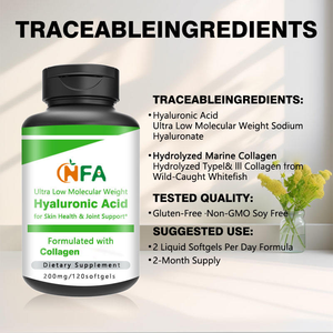 Gélules d'acide hyaluronique à très faible poids moléculaire avec collagène pour une peau saine et favoriser la santé des articulations - Product Image 3