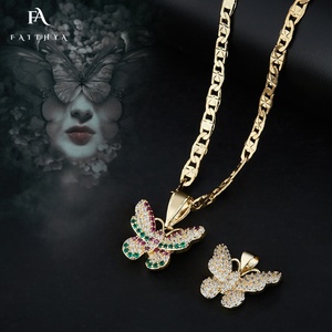 FP1011ขายส่ง Oro ลามิเนตสร้อยคอเครื่องประดับเพทาย Moissanite ทองที่เต็มไปด้วยสแตนเลสเพชรจี้ผีเสื้อ - Product Image 1