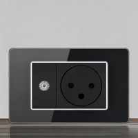 Prise murale PC noire moderne 0 prises CA 230V 10A IP20 2 modules intégrés Wi-Fi compatible application Smart Life Port USB-C YUHE 86x86mm 1m