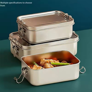 Cross Border 304 Stainless Steel Square <b>Lunch</b> <b>Box</b> Snap Lid 1400ml Capacity Modern Minimalist Design for Students Adults - Product Image 5