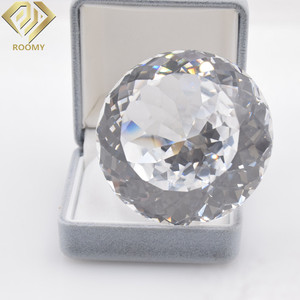 Gemme Decorative, Regalo Speciale, Corindone Sintetico 5A, Zaffiro Bianco Trasparente 30mm 50mm, Pietra Preziosa Rotonda di Grandi Dimensioni - Product Image 3