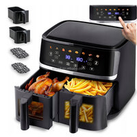 ANWELL Friteuse à air à double compartiment 10,2 L avec contrôle de température indépendant et fonction de cuisson synchronisée, sans mélange de saveurs, idéale pour les grandes familles