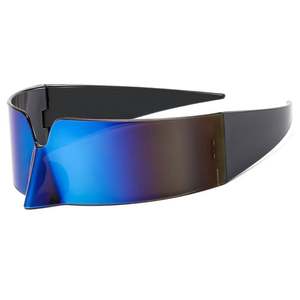 Lunettes de soleil unisexes tendance 2025 avec logo personnalisé, style punk, monture enveloppante, verres miroir monobloc pour hommes et femmes - Product Image 5