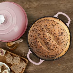 WUJO Fabricant – Plat à pain <span class=keywords><strong>en</strong></span> <span class=keywords><strong>fonte</strong></span> émaillée de haute qualité, 26 cm (10 pouces), pour cuisson au levain, <span class=keywords><strong>cocotte</strong></span> hollandaise avec couvercle - Product Image 3