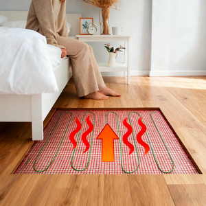 An Toàn Chuyên Nghiệp Điện Lõi Kép Gạch Lát Sàn Gỗ Sưởi Ấm Mat Nóng Lên Hệ Thống Cho Phòng Tắm - Product Image 1