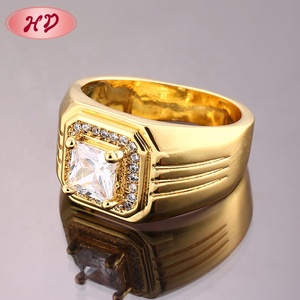 최고의 가격 최신 맞춤형 남성용 진짜 다이아몬드 금도금 반지 패션 18K 남성용 반지 - Product Image 1
