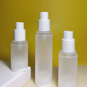 Botella espray sin aire para el cuidado de la piel, frasco transparente mate esmerilado para loción, con tapa, 15ml, 20ml, 30ml, 50m, 80ml, 100ml