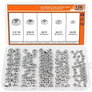 Tuercas de Bloqueo # 4-40 # 6-32 # 8-32 # 10-24 # Caja Combinada de 126 Piezas de Acero Inoxidable 304 de Varias Especificaciones (14-20) - Product Image 5
